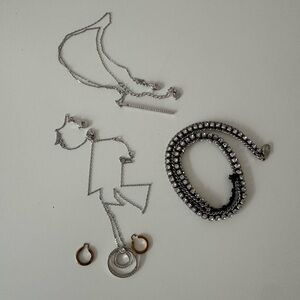 Swarovski Silver-Tone Crystal Necklace , and double bracelet